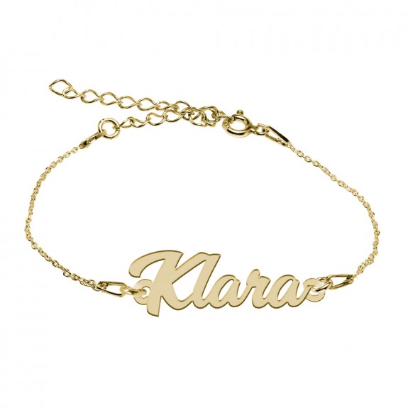 Bratara Argint Placata cu Aur 24 karate, Nume Klara, 15 + 3 cm