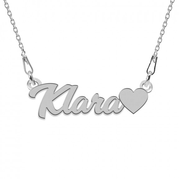 Colier Argint, Inimioara, Nume Klara , 45 cm