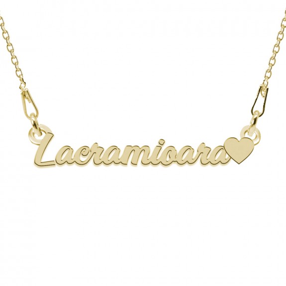 Colier Argint Placat cu Aur 24 karate, Inimioara, Nume Lacramioara, 45 cm Colier Argint Placat cu Aur 24 karate, Inimioara, Nume Lacramioara, 45 cm