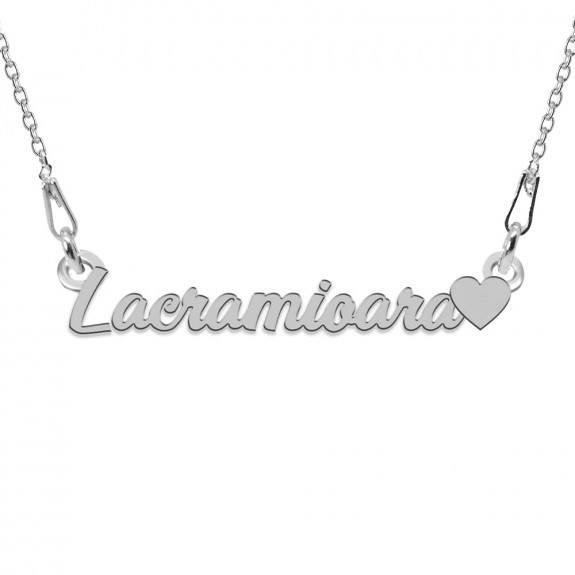 Colier Argint, Inimioara, Nume Lacramioara , 45 cm