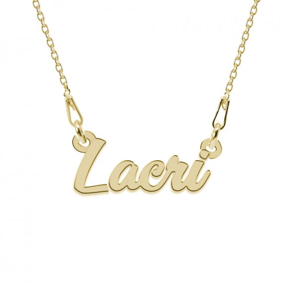 Colier Argint Placat cu Aur 24 karate, Nume Lacri, 45 cm Colier Argint Placat cu Aur 24 karate, Nume Lacri, 45 cm