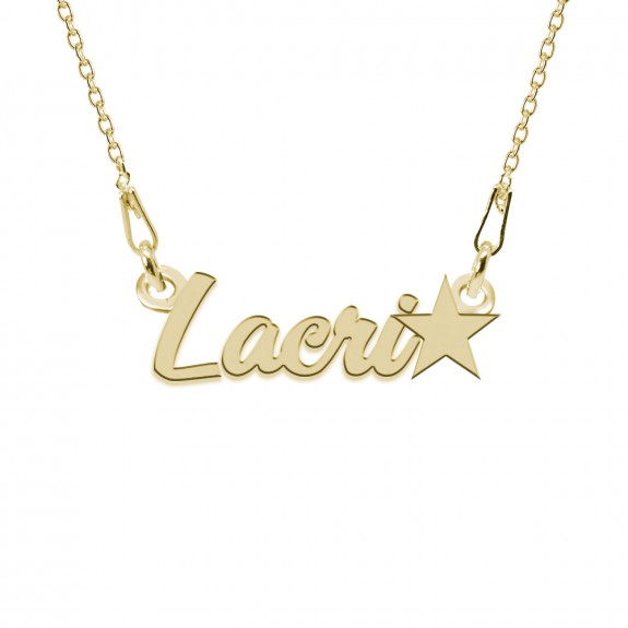 Colier Argint Placat cu Aur 24 karate, Steluta, Nume Lacri, 45 cm