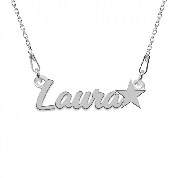 Colier Argint, Steluta, Nume Laura , 45 cm