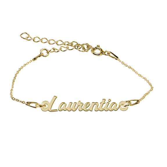 Bratara Argint Placata cu Aur 24 karate, Nume Laurentia, 15 + 3 cm