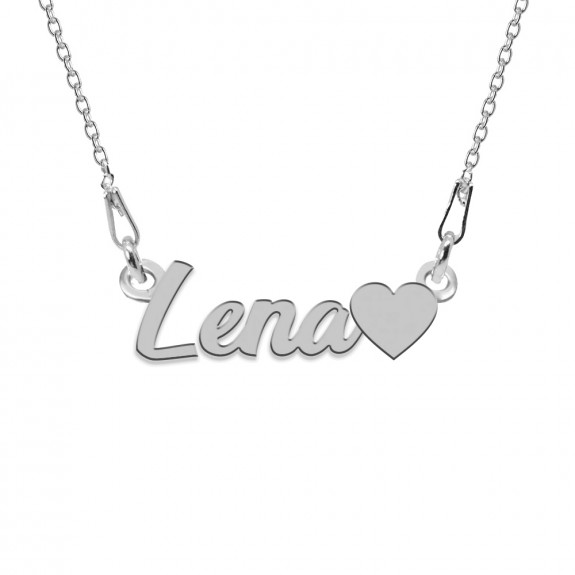 Colier Argint, Inimioara, Nume Lena , 45 cm