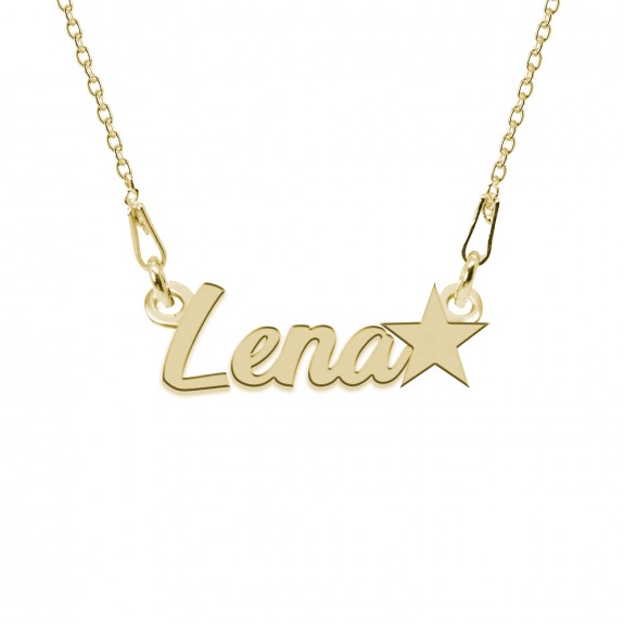 Colier Argint Placat cu Aur 24 karate, Steluta, Nume Lena, 45 cm Colier Argint Placat cu Aur 24 karate, Steluta, Nume Lena, 45 cm