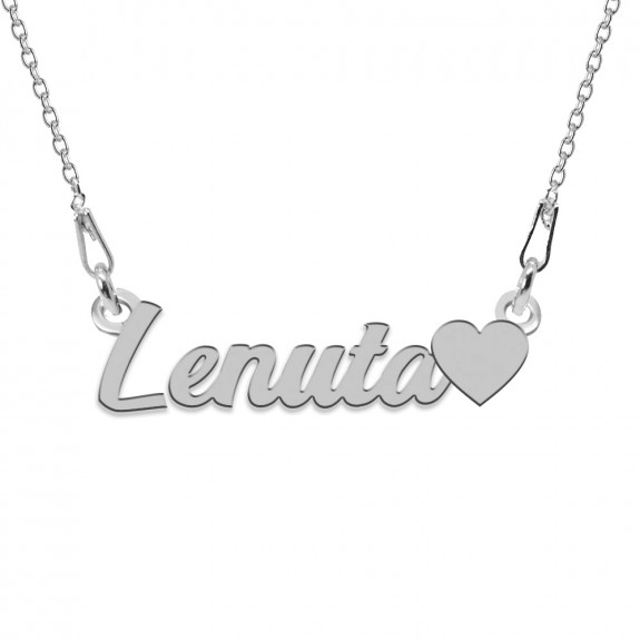 Colier Argint, Inimioara, Nume Lenuta , 45 cm