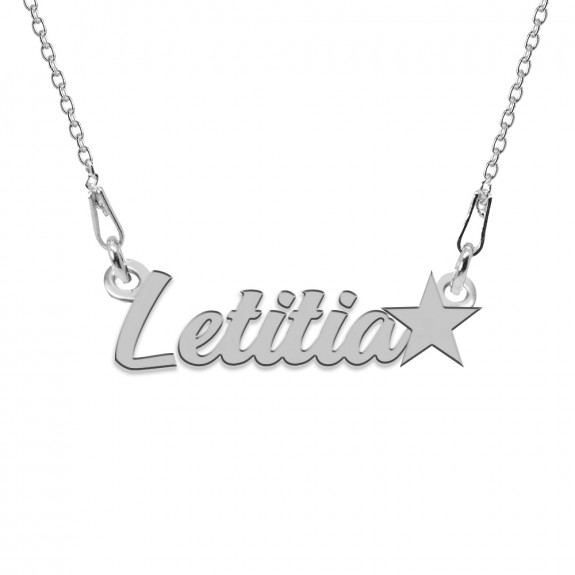 Colier Argint, Steluta, Nume Letitia , 45 cm Colier Argint, Steluta, Nume Letitia , 45 cm