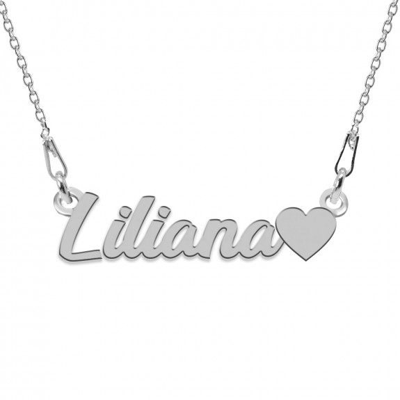 Colier Argint, Inimioara, Nume Liliana , 45 cm