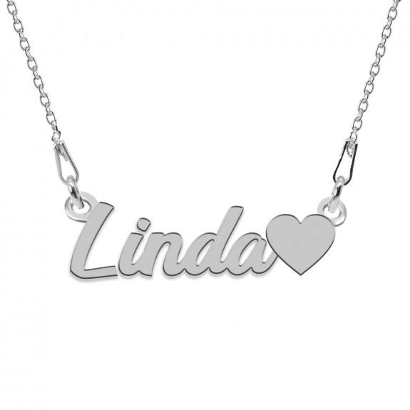 Colier Argint, Inimioara, Nume Linda , 45 cm