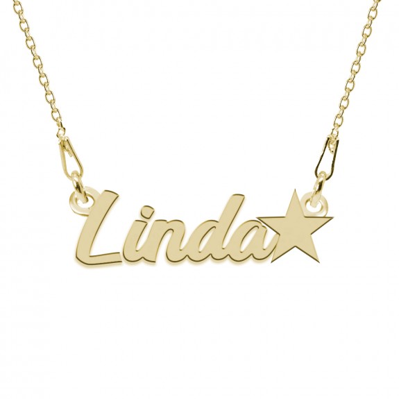 Colier Argint Placat cu Aur 24 karate, Steluta, Nume Linda, 45 cm