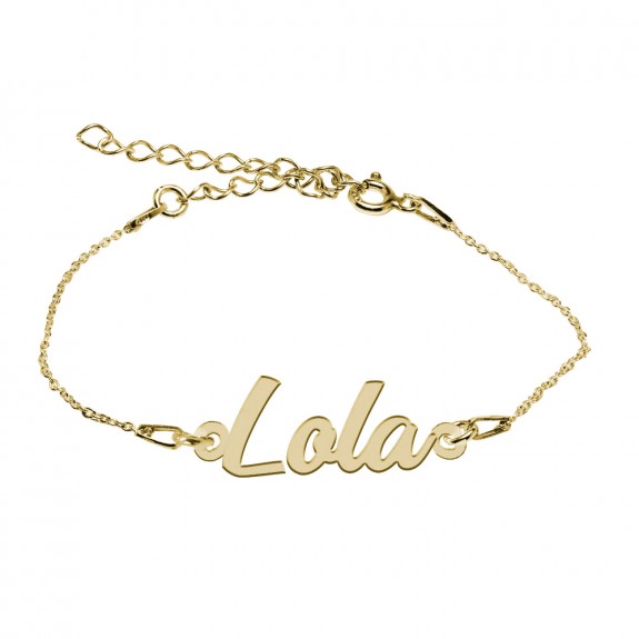 Bratara Argint Placata cu Aur 24 karate, Nume Lola, 15 + 3 cm Bratara Argint Placata cu Aur 24 karate, Nume Lola, 15 + 3 cm