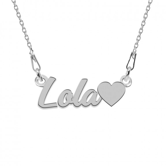 Colier Argint, Inimioara, Nume Lola , 45 cm
