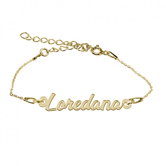 Bratara Argint Placata cu Aur 24 karate, Nume Loredana, 15 + 3 cm