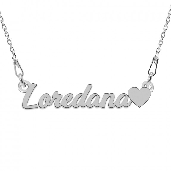 Colier Argint, Inimioara, Nume Loredana , 45 cm
