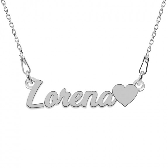 Colier Argint, Inimioara, Nume Lorena , 45 cm