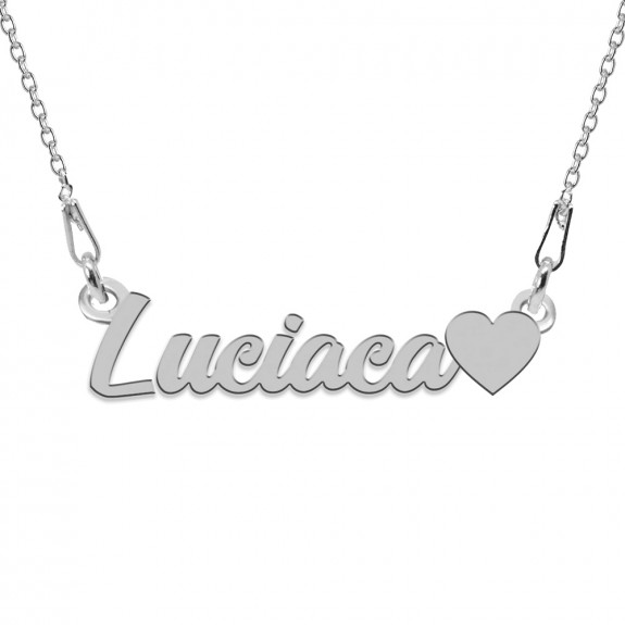 Colier Argint, Inimioara, Nume Lucica , 45 cm