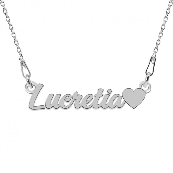 Colier Argint, Inimioara, Nume Lucretia , 45 cm