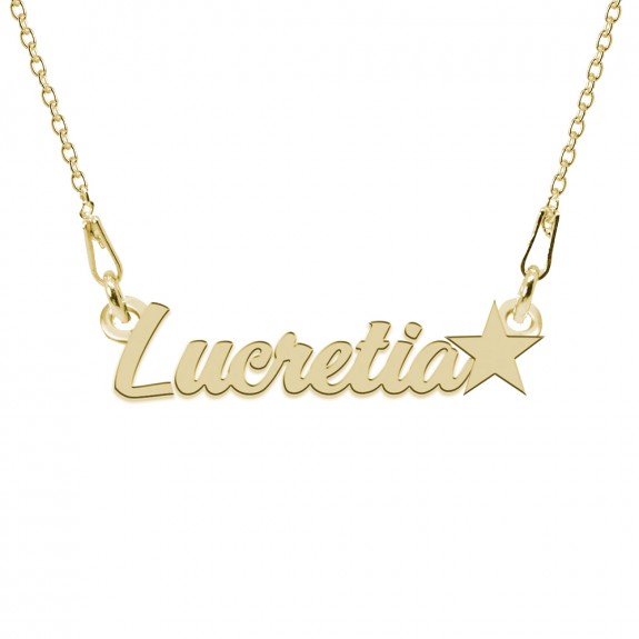 Colier Argint Placat cu Aur 24 karate, Steluta, Nume Lucretia, 45 cm