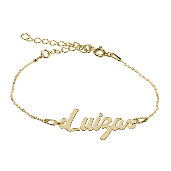 Bratara Argint Placata cu Aur 24 karate, Nume Luiza, 15 + 3 cm