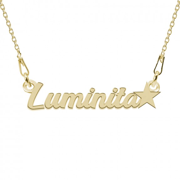 Colier Argint Placat cu Aur 24 karate, Steluta, Nume Luminita, 45 cm
