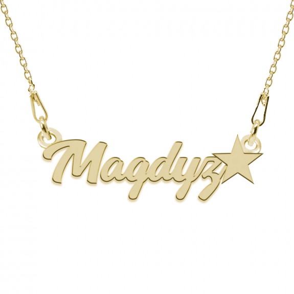 Colier Argint Placat cu Aur 24 karate, Steluta, Nume Magdyz, 45 cm