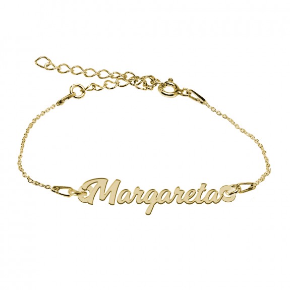 Bratara Argint Placata cu Aur 24 karate, Nume Margareta, 15 + 3 cm
