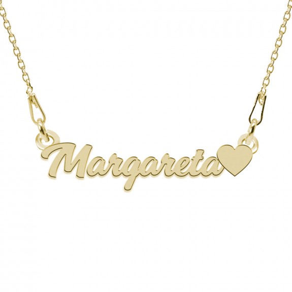 Colier Argint Placat cu Aur 24 karate, Inimioara, Nume Margareta, 45 cm