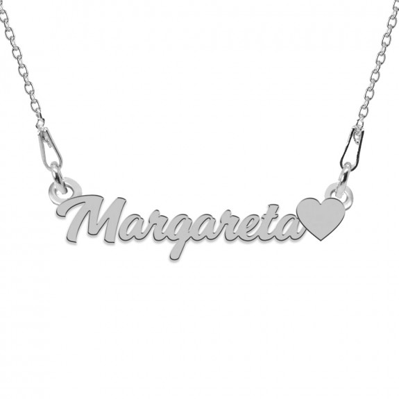 Colier Argint, Inimioara, Nume Margareta , 45 cm
