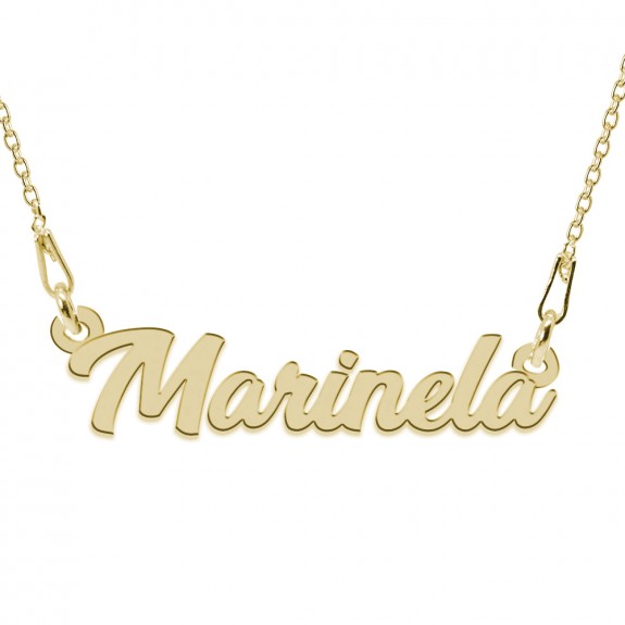 Colier Argint Placat cu Aur 24 karate, Nume Marinela, 45 cm