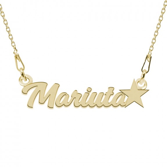 Colier Argint Placat cu Aur 24 karate, Steluta, Nume Mariuta, 45 cm