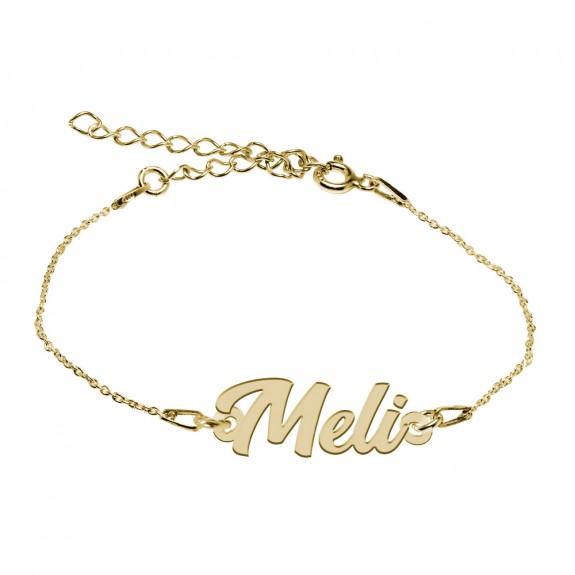 Bratara Argint Placata cu Aur 24 karate, Nume Meli, 15 + 3 cm