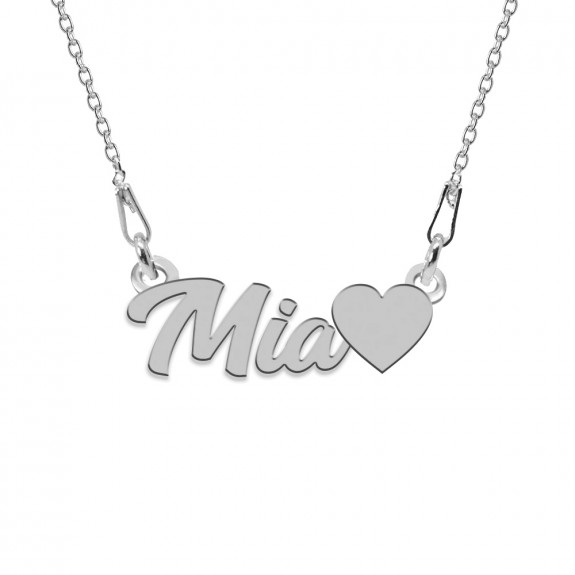 Colier Argint, Inimioara, Nume Mia , 45 cm