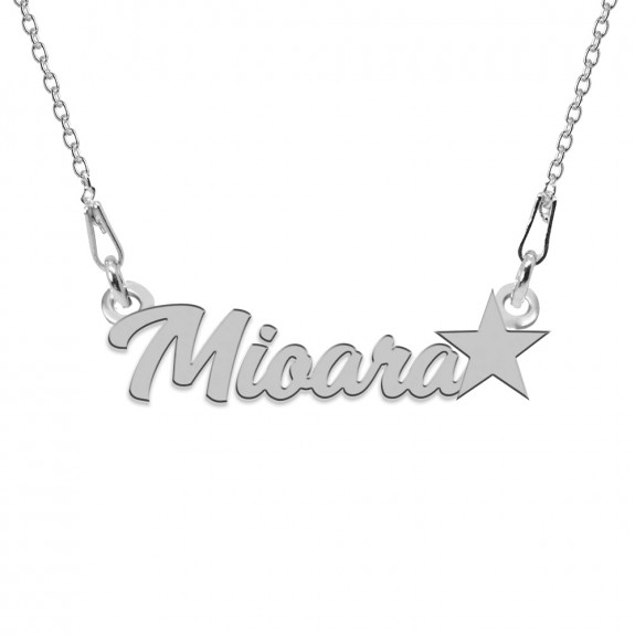 Colier Argint, Steluta, Nume Mioara , 45 cm