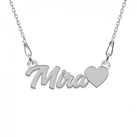 Colier Argint, Inimioara, Nume Mira , 45 cm