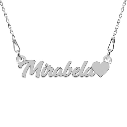 Colier Argint Inimioara Nume Mirabela 45 Cm