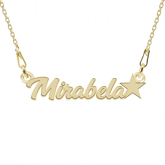 Colier Argint Placat cu Aur 24 karate, Steluta, Nume Mirabela, 45 cm Colier Argint Placat cu Aur 24 karate, Steluta, Nume Mirabela, 45 cm