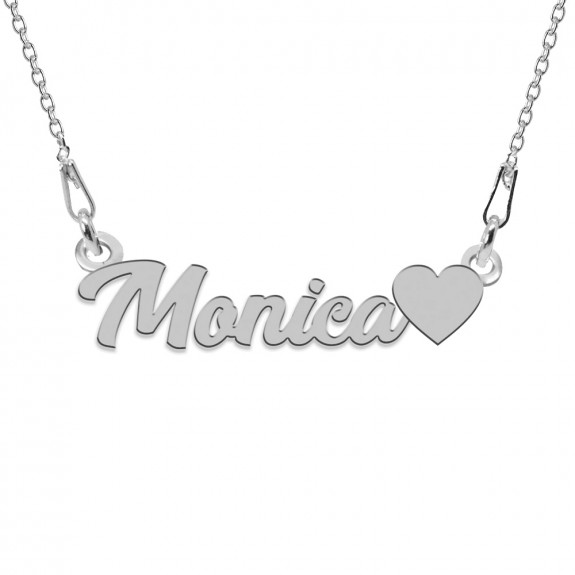 Colier Argint, Inimioara, Nume Monica , 45 cm