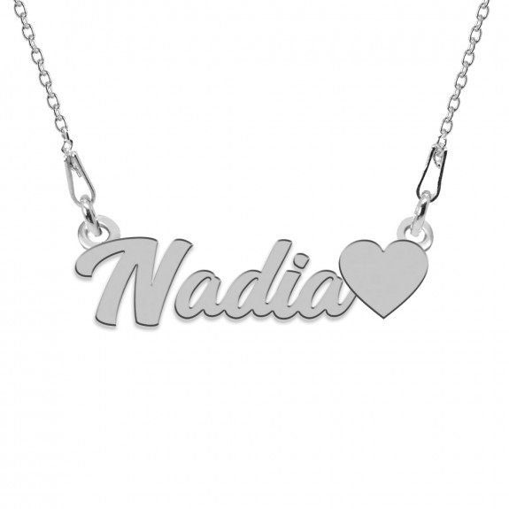 Colier Argint, Inimioara, Nume Nadia , 45 cm Colier Argint, Inimioara, Nume Nadia , 45 cm