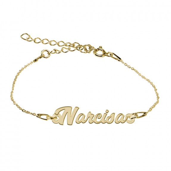 Bratara Argint Placata cu Aur 24 karate, Nume Narcisa, 15 + 3 cm