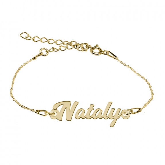 Bratara Argint Placata cu Aur 24 karate, Nume Nataly, 15 + 3 cm