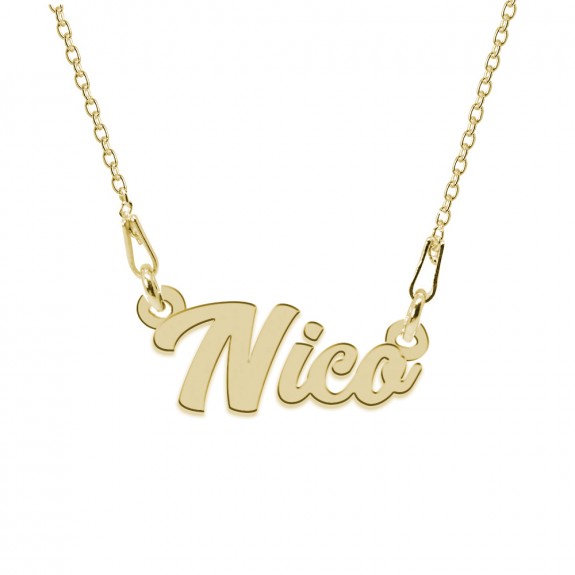 Colier Argint Placat cu Aur 24 karate, Nume Nico, 45 cm