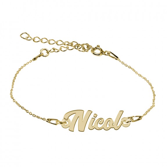 Bratara Argint Placata cu Aur 24 karate, Nume Nicol, 15 + 3 cm