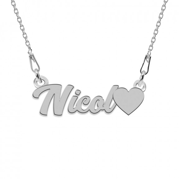 Colier Argint, Inimioara, Nume Nicol , 45 cm