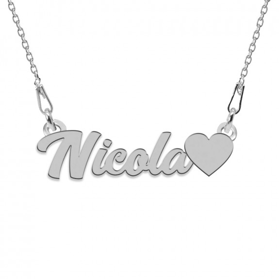 Colier Argint, Inimioara, Nume Nicola , 45 cm