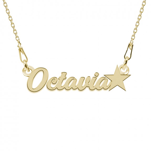 Colier Argint Placat cu Aur 24 karate, Steluta, Nume Octavia, 45 cm Colier Argint Placat cu Aur 24 karate, Steluta, Nume Octavia, 45 cm
