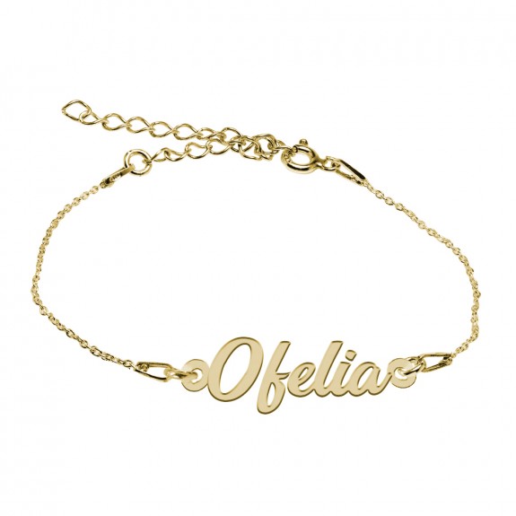 Bratara Argint Placata cu Aur 24 karate, Nume Ofelia, 15 + 3 cm