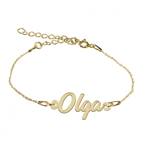 Bratara Argint Placata cu Aur 24 karate, Nume Olga, 15 + 3 cm