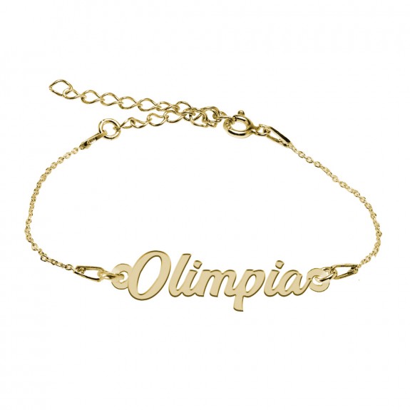 Bratara Argint Placata cu Aur 24 karate, Nume Olimpia, 15 + 3 cm