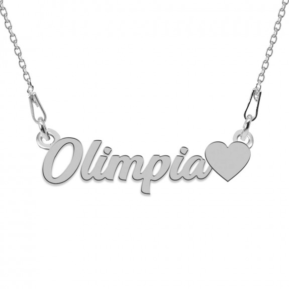 Colier Argint, Inimioara, Nume Olimpia , 45 cm